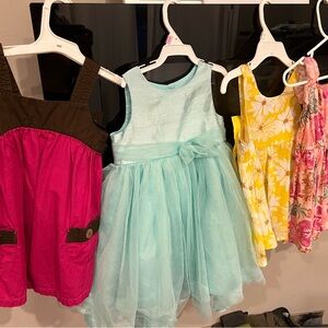 Colorful Girls' Dresses Set & Dress Shoes, Like New, Toddler